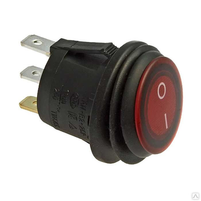 Переключатель клавишный Ruichi SB040, IP65, ON-OFF, диаметр 20,2 мм, красный