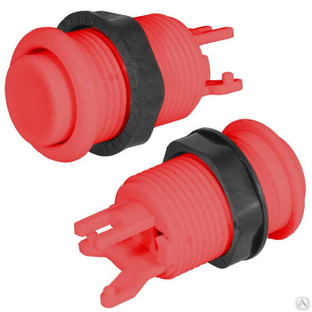 Кнопка GMSI RUICHI RC-1008-64-R, 28 мм, 12 А, 20 мОм, круглая, цвет красный, с резьбой и черным прижимным кольцом 