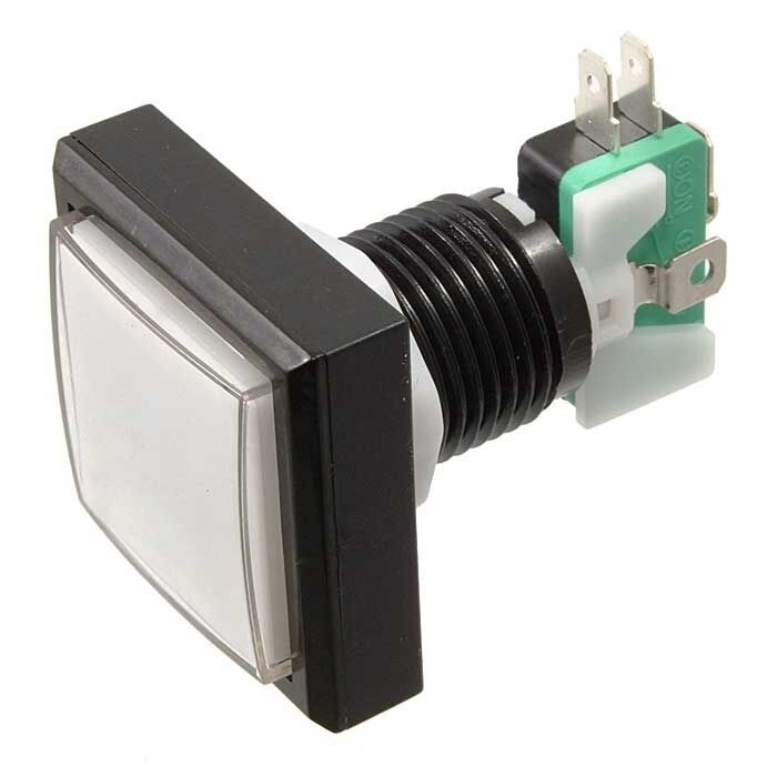 Кнопка GMSI квадратная RUICHI 2B-S с LED подсветкой 12 В, 5 А, 30 мОм, 250 В, NO (NC) +NC (NO), белая