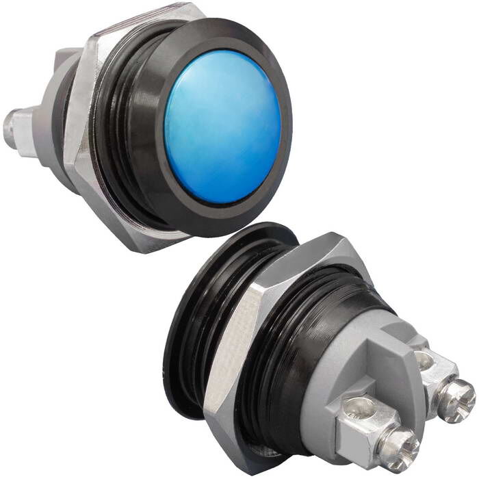 Кнопка антивандальная без подсветки RUICHI GQ16B-10/B/Bl/N, 1NO, ОFF-(ON) без фиксации, пос. диаметр 16 мм, контакты 2S
