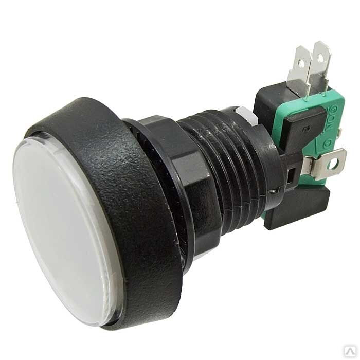 Кнопка GMSI круглая Ruichi 4B-C с LED подсветкой 12 В, 5 А, 30 мОм, 250 В, NO NC +NC NO, белая