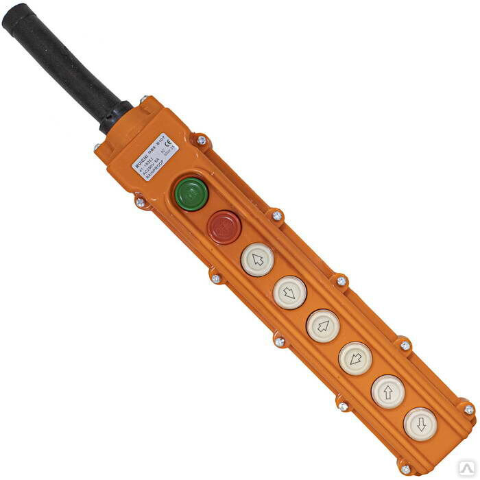 Пост 8-ми кнопочный на кабель RUICHI GB8-B107, 50х70х320 мм, 250 В, 5 А, 50 мОм, -25…+70 °С, пластик, крышка ABS