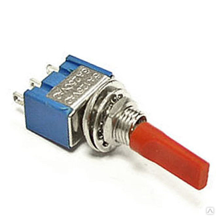 Микротумблер Ruichi MTS-102-E1, ON-ON, SPDT, 3 А, 250 В, 20 мОм, установочное отверстие 6,4 мм, 3 контакта, красный