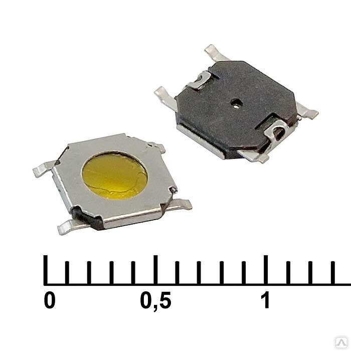 Кнопка тактовая Ruichi IT-1187N, 6,4x5,2x0,8 мм, без толкателя, 50 мА, 12 В, 100 мОм
