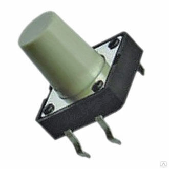 Кнопка тактовая Ruichi KAN1211-1203C, 12x12x12 мм, OFF- ON, 50 мА, 12 В, 100 мОм, толкатель серый