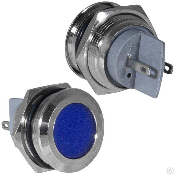 Индикатор антивандальный RUICHI GQ16PF-B, цвет синий, точечный излучатель, 12-24 В, 15 мА, гибкие выводы