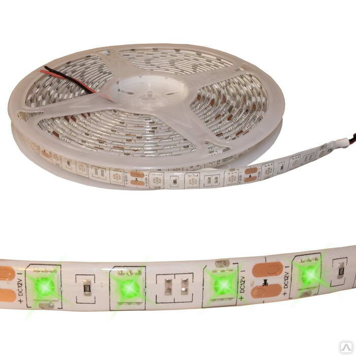 Светодиодная лента RUICHI, 5050, 300 LED, IP65, 12 В, цвет зеленый, длина 5 м