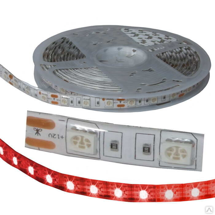 Светодиодная лента RUICHI, 5050, 300 LED, IP65, 12 В, цвет красный, длина 5 м