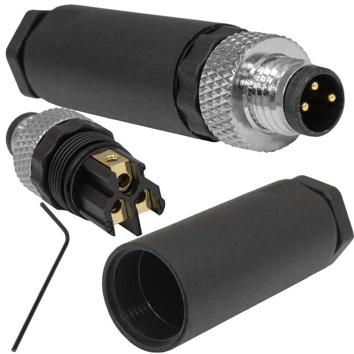 Разъем малогабаритный цилиндрический кабельный (розетка) RUICHI 8-I-3M-04A с гибкими выводами, М8х1 мм, 3 контакта