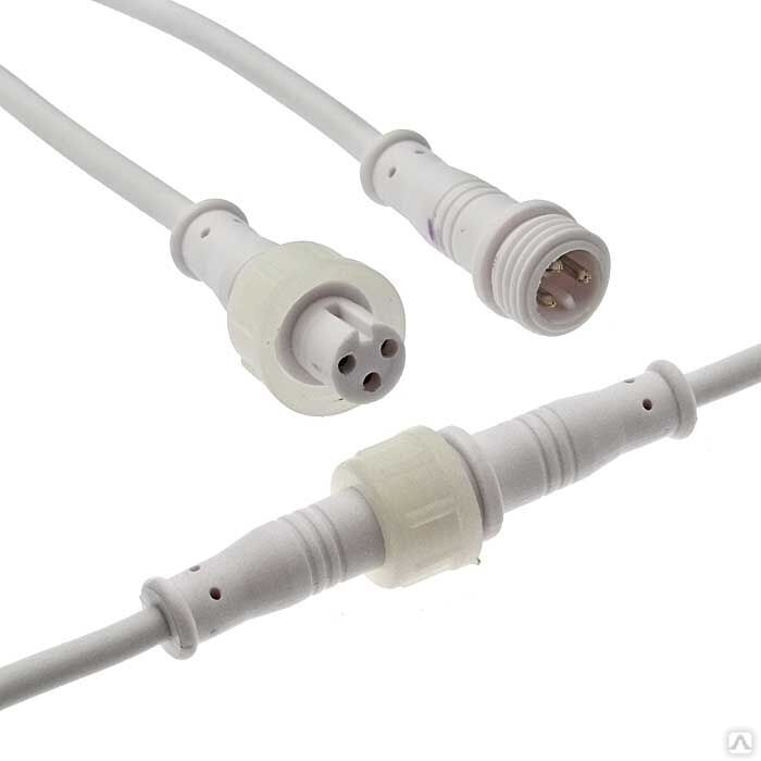 Разъем герметичный кабельный штекер-гнездо Ruichi BLHK12-3PW, 3 контакта, IP67, 5 А, 250 В, белые