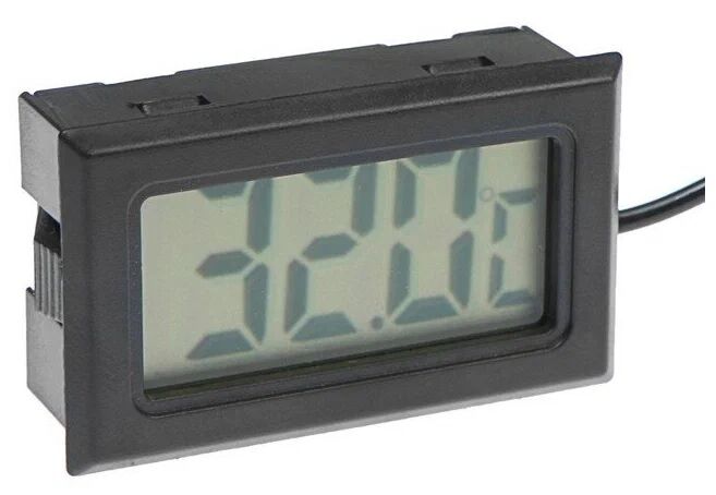 Термометр малогабаритный ЖК, с выносным датчиком, провод 1м, чёрный 2