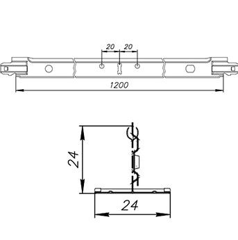 Подвесная система Албес ЭКОНОМ белый матовый 24*25 мм - длина 1,2 м