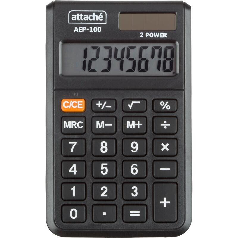 Калькулятор карманный Attache AEP-100 8-разрядный черный 98x60x9.5 мм