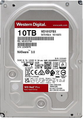 Жесткий диск HDD Western Digital Original SATA-III 10Tb WD101EFBX NAS Red Plus (7200rpm) 256Mb 3.5''