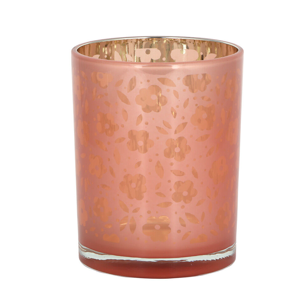 Подсвечник стеклянный, 10x10x12,5 см, цвет розовый