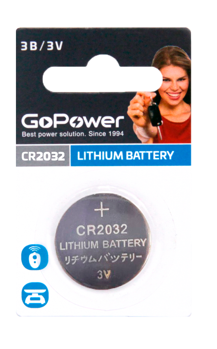 Элемент питания CR 2032 GoPower BL-1