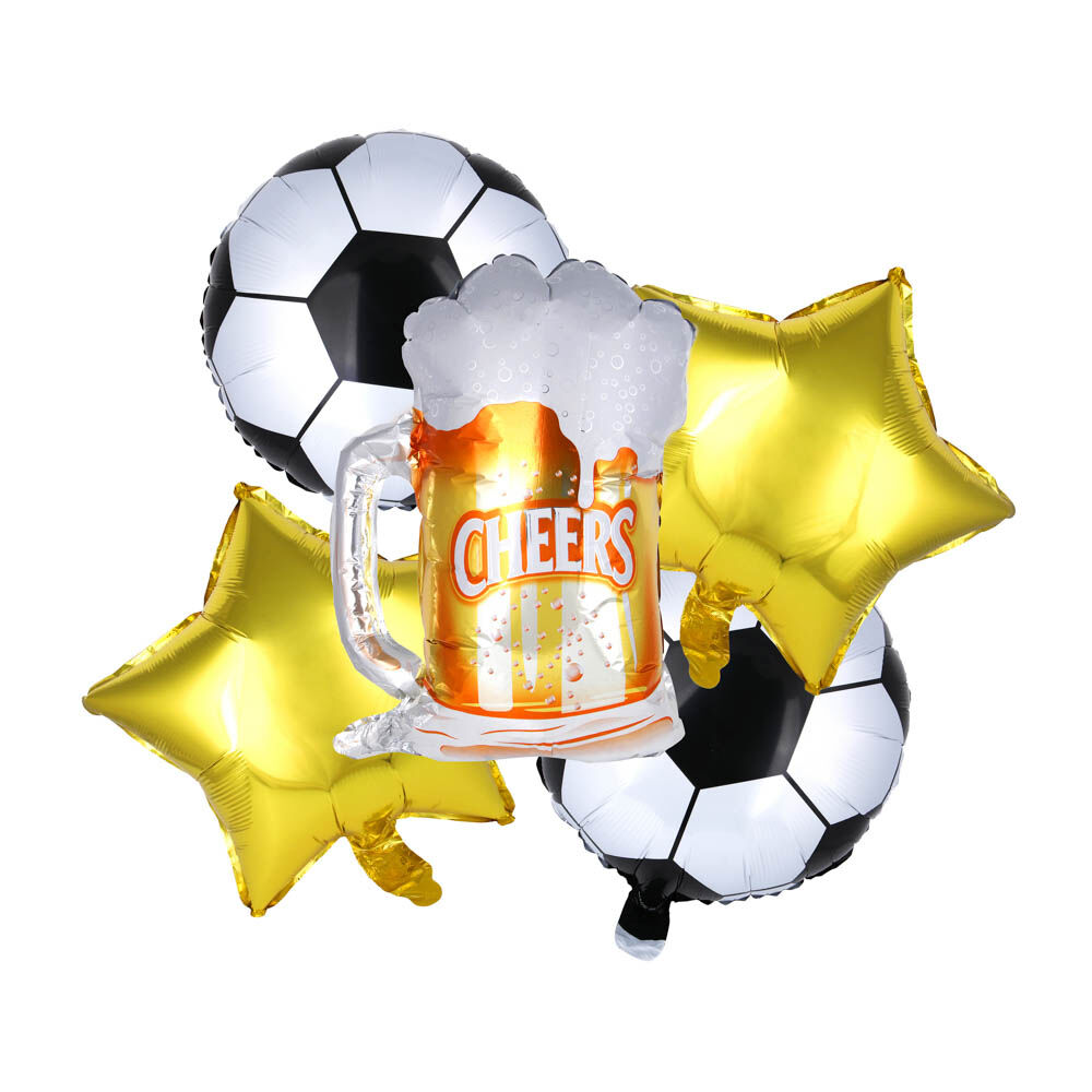 Набор шаров воздушных фольгированных, футбол, пиво, 6 шт, 23x18 см 1
