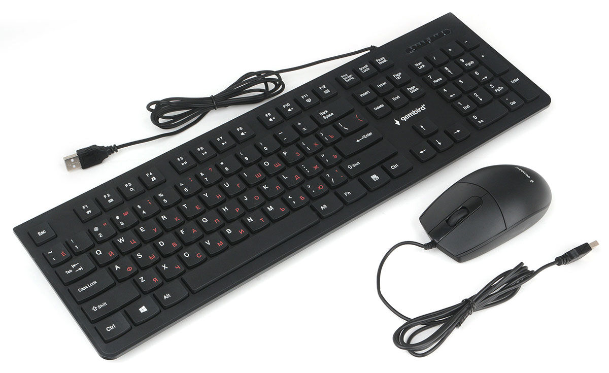 Комплект клавиатура+мышь проводные Gembird KBS-9050, 104кл, 3кн.,кабель 1.5м, черный