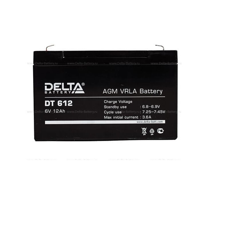 Аккумулятор свинцово-кислотный 6V, 12 Ah DT612 "Delta"