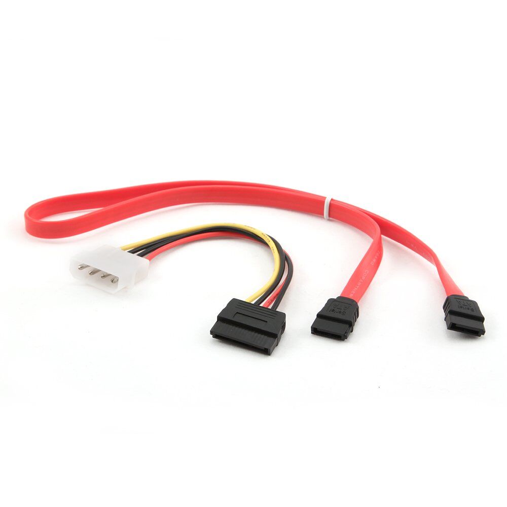 Комплект кабелей SATA интерфейсный (48см) 7pin/7pin и питания (15см) 4pin/15pin, медь, пакет Cablexpert 1