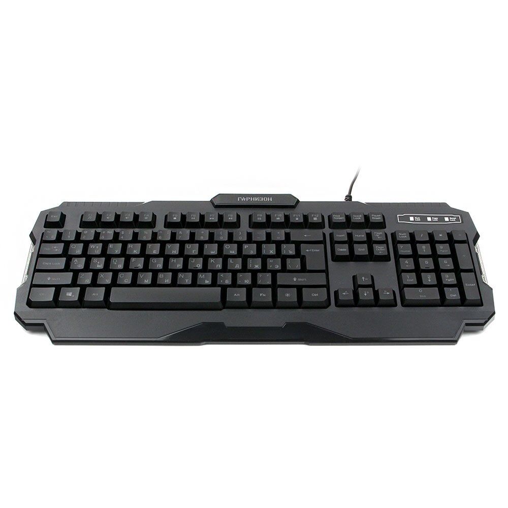 Клавиатура проводная игровая Гарнизон GK-330G, мембранная, 104 клавиш, подсветка Rainbow, мультимедиа, кабель 1.5м, черн 2
