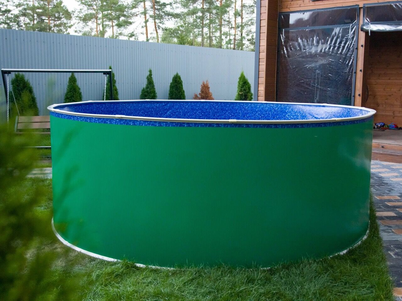 Круглый бассейн 2 х 1,25 м 0,6 мм каркас (мятно-зелёный RAL 6029)
