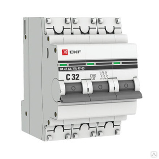 Автоматический выключатель 3P 32А (C) 4,5kA ВА 47-63 EKF PROxima 