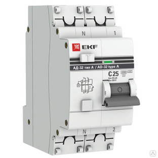 Выключатель автоматический дифференциальный АВДТ-32 1п+N 25А 30мА С (Электронный) 