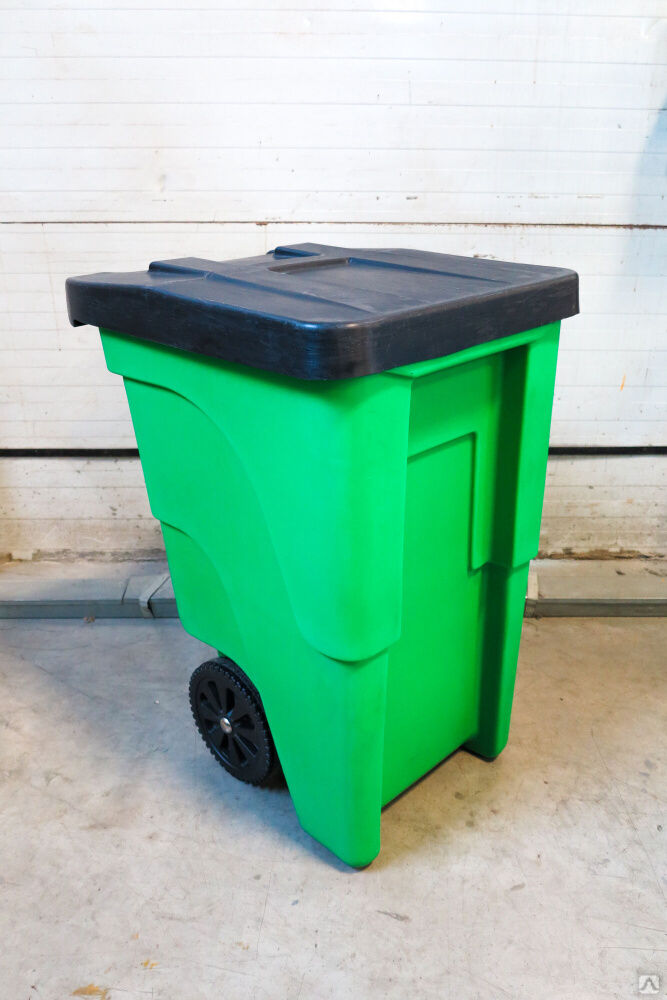 Контейнер для мусора пластиковый на колесах, объем 360 литров
