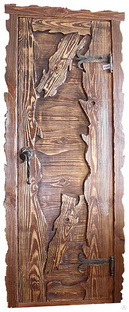 Дверь "Варвар" деревянная, массив сосны, брашированная под старину от столярного цеха "Классик" 