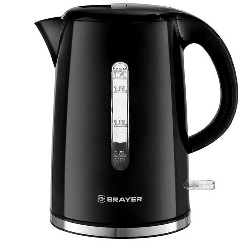 Чайник BRAYER BR1032, 1,7 л, 2200 Вт, закрытый нагревательный элемент, автоотключение, пластик, черный