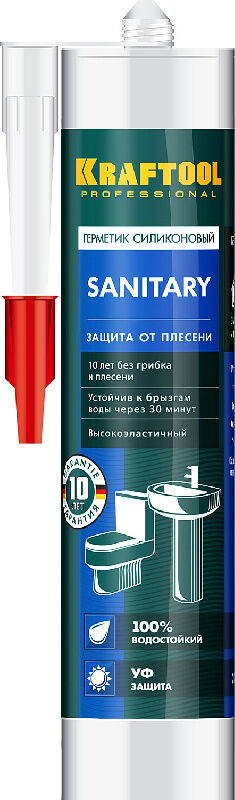 KRAFTOOL Sanitary 300мл белый Санитарный силиконовый герметик