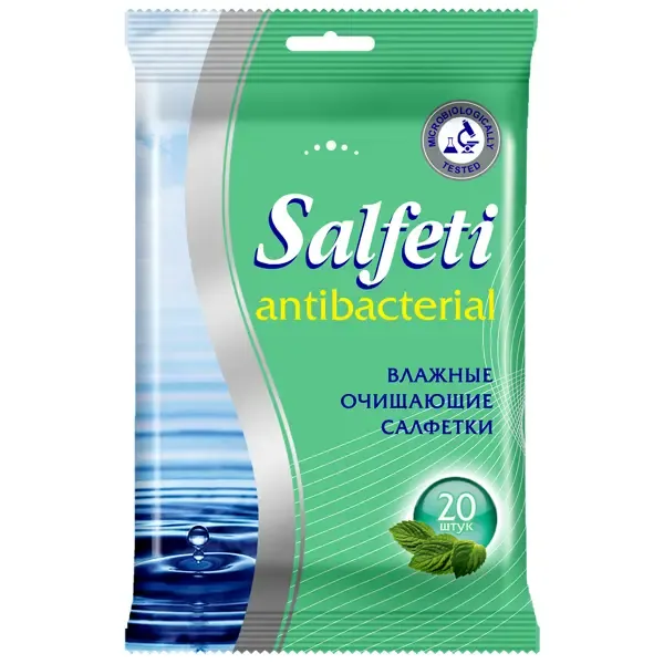 Салфетки влажные антибактериальные SA-72, 20 шт. SALFETI None