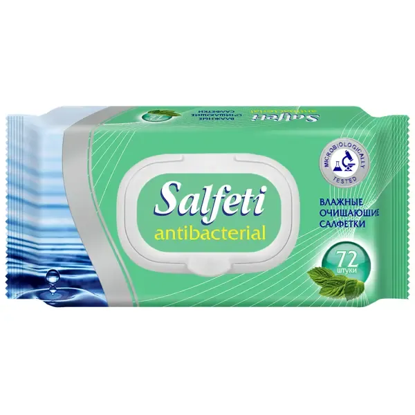 Салфетки влажные антибактериальные SA-20, 72 шт. SALFETI None