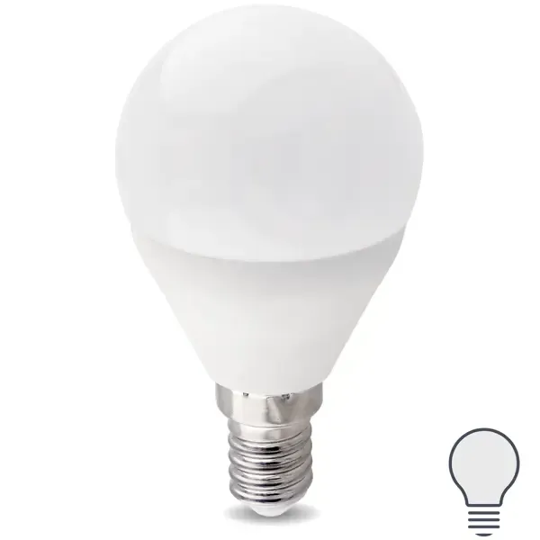 Лампа светодиодная E14 220-240 В 8 Вт шар матовая 750 лм нейтральный белый свет Без бренда None