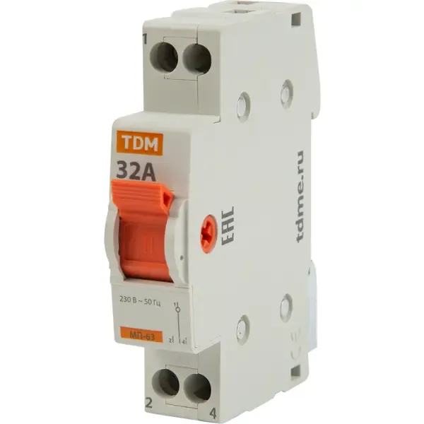 Выключатель нагрузки TDM Electric МП-63 1P 32 А трёхпозиционный TDM ELECTRIC МП-63 1P 32А
