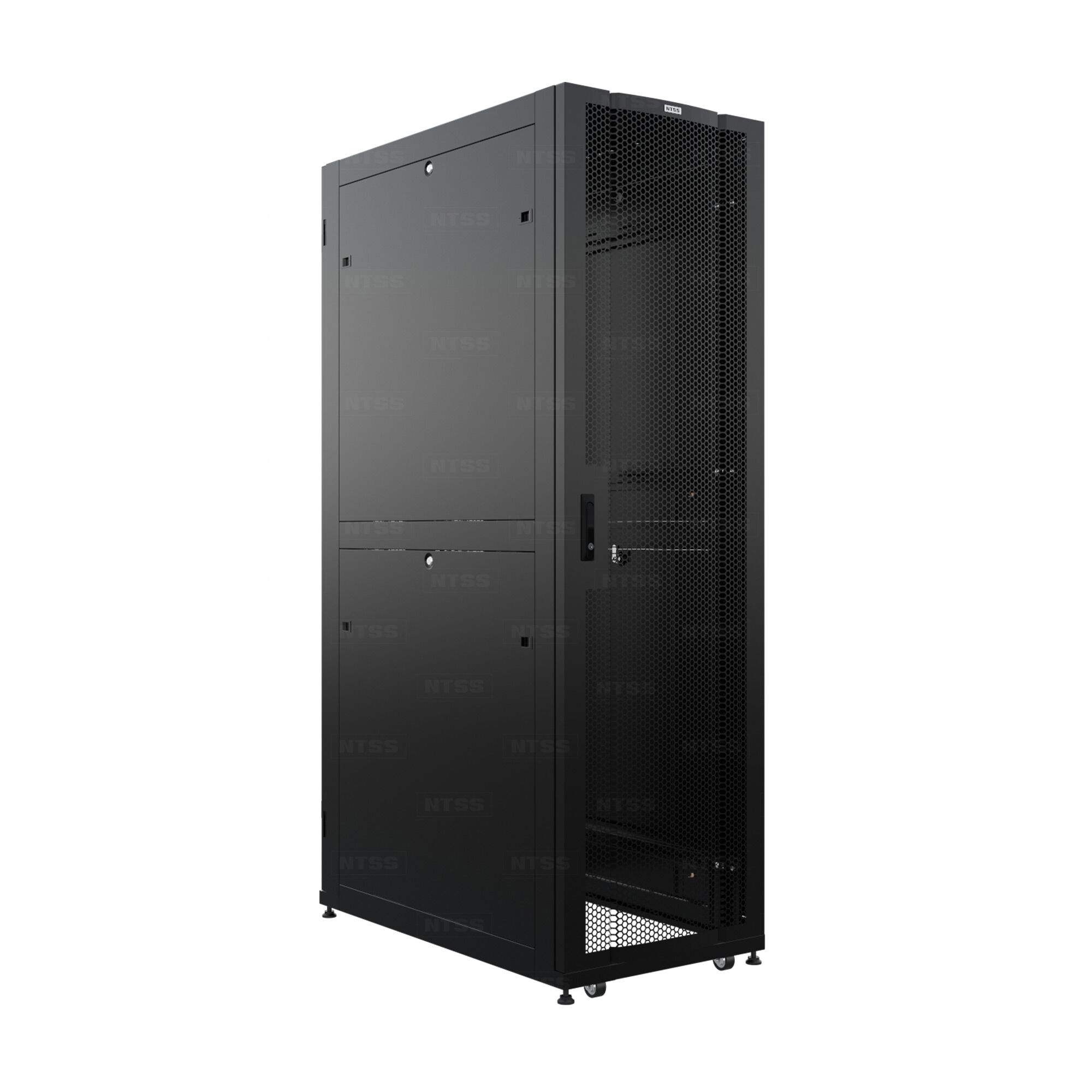 Шкаф напольный серверный NTSS ПРОЦОД DS 42U 750х1200мм, двойные боковые стенки, панель потолка с щеточными вводами, двер