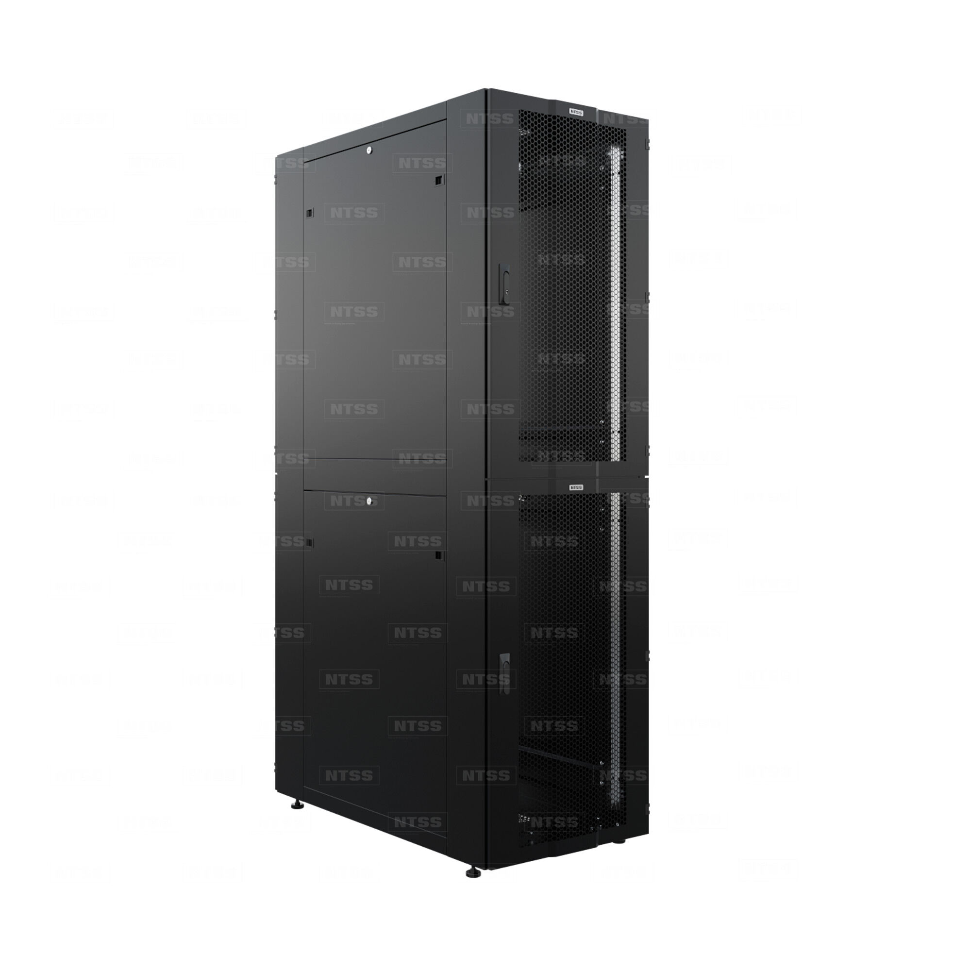 Шкаф напольный секционный NTSS CoPC 46U 800х1070мм, 4 профиля 19 на секцию, 2 секции по 23U, двери перфорированные, регу