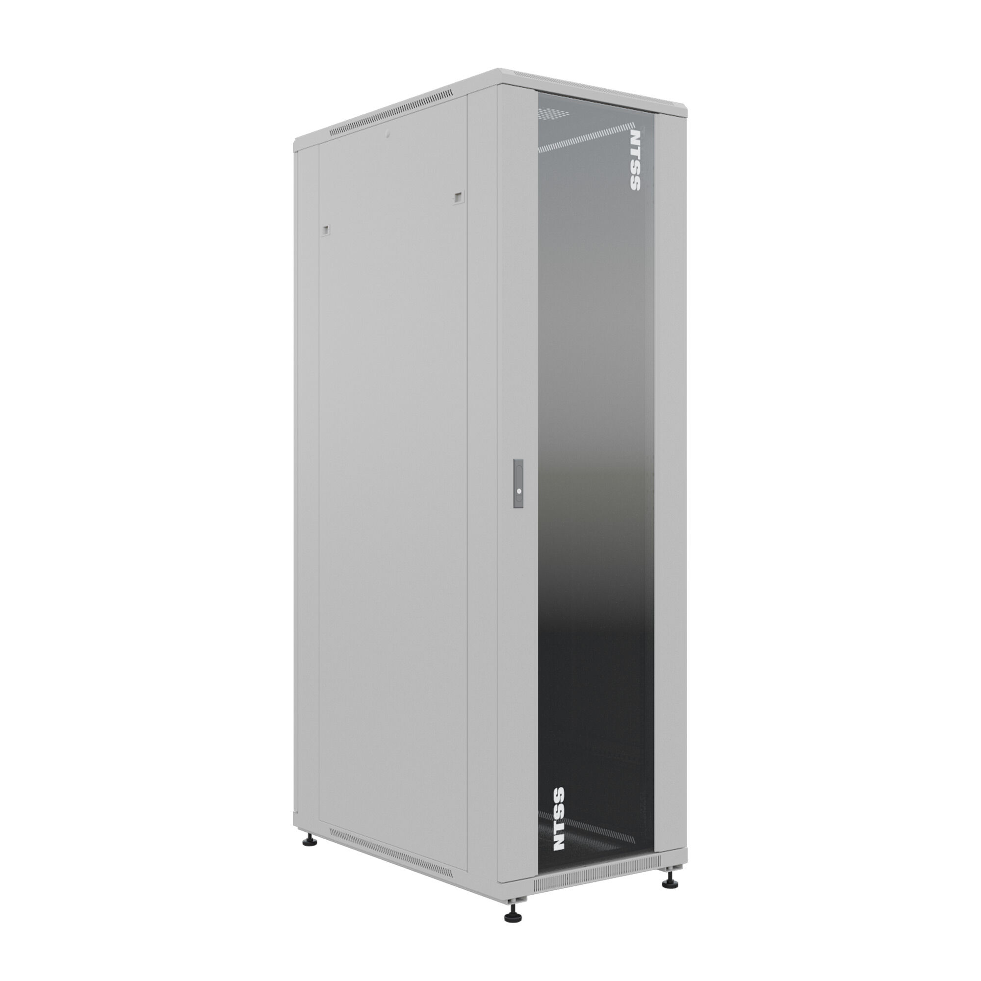 Шкаф напольный универсальный серверный NTSS R 42U 600х1000мм, 4 профиля 19, двери стекло и сплошная металл, боковые стен
