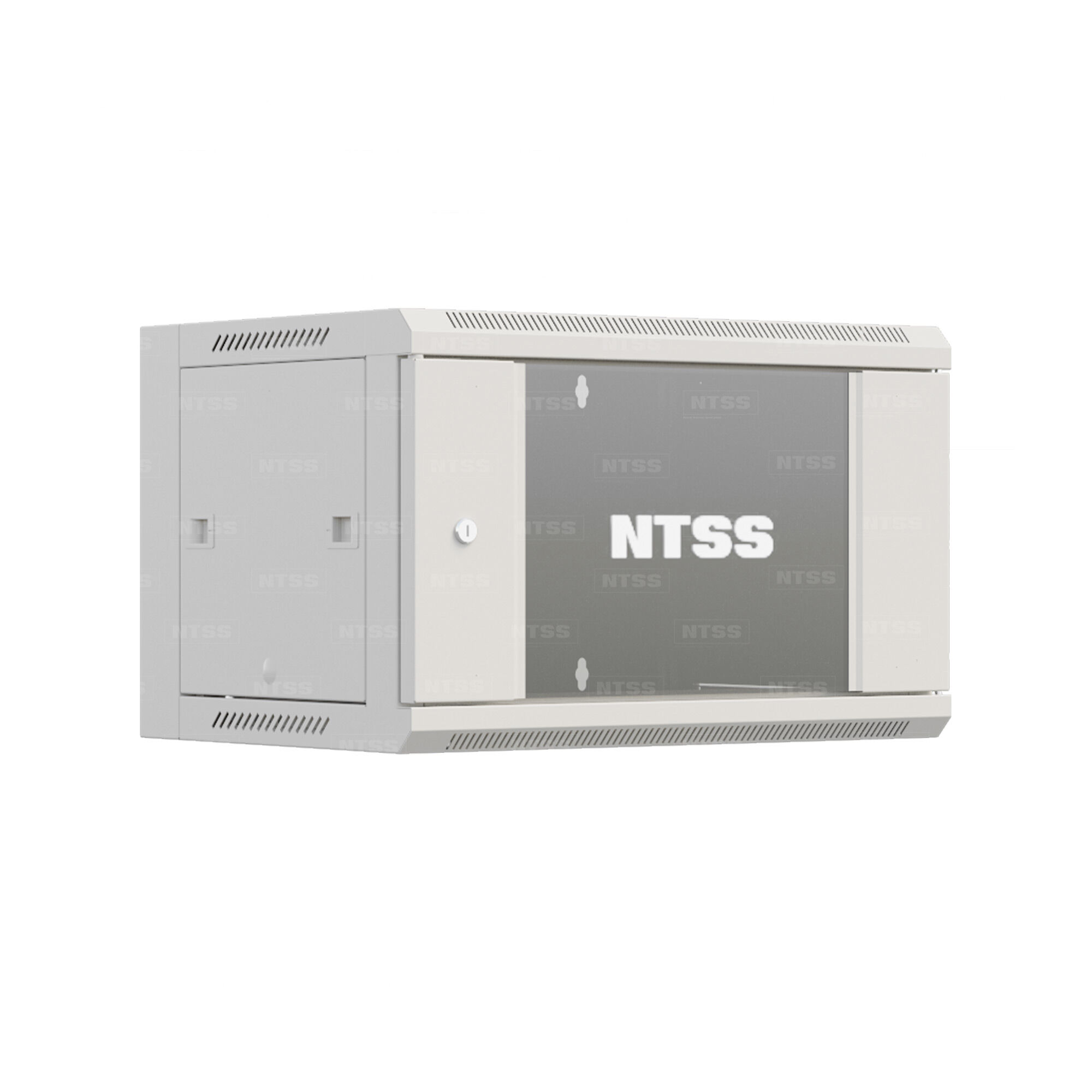 Шкаф настенный телекоммуникационный NTSS W 9U 600х450х500мм, 2 профиля 19, дверь стеклянная, боковые стенки съемные, раз