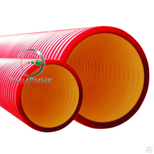 Труба гибкая двустенная для кабельной канализации д.90мм, цвет красный, в бухте 100м, с протяжкой #1