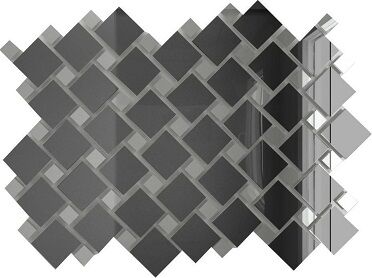 Керамическая плитка Керамин Компания ДСТ Зеркальная мозаика Графит+Серебро Г70С30 с чипом 2,5х2,5 и 1,2х1,2 30x30
