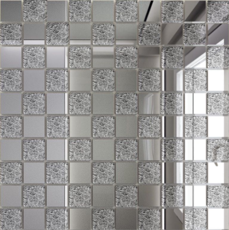 Керамическая плитка Керамин Компания ДСТ Зеркальная мозаика Серебро+Хрусталь С50х50 2,5х2,5 30x30