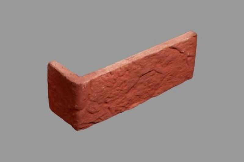 Керамическая плитка Керамин Камнелит Искусственный Камень Кирпич Классик Красный Угол 6,3х23