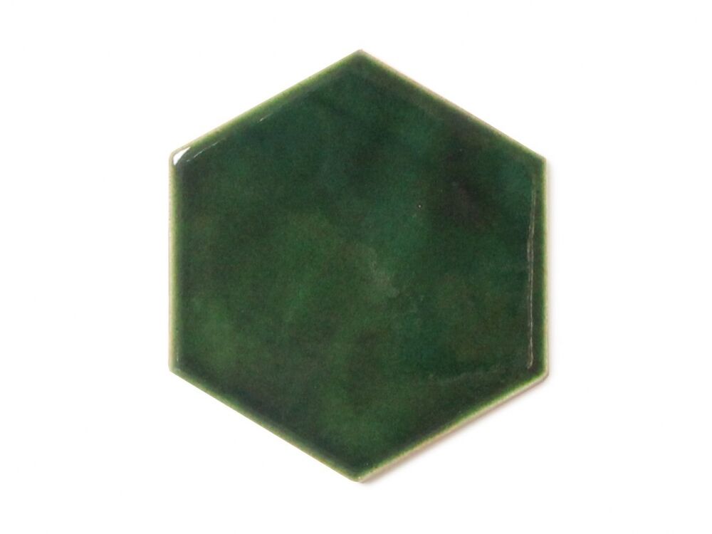 Керамическая плитка Керамин ПентаКерамика Шестиугольник Хвойный зеленый Настенная плитка ручной работы 12,5х11,1