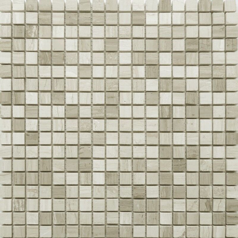 Керамическая плитка Керамин Caramelle Pietrine Travertino Silver Матовая Мозаика 4мм 30,5x30,5 (1,5х1,5)