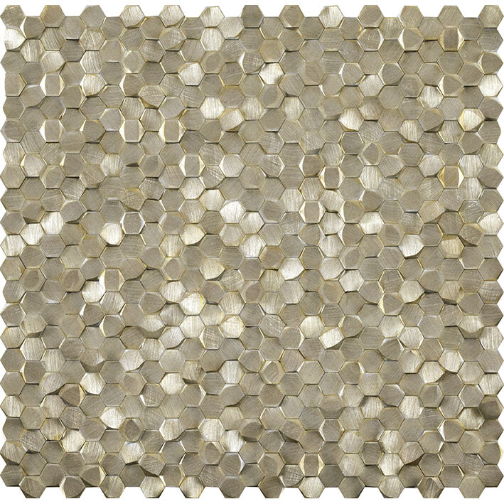 Керамическая плитка Керамин L Antic Colonial Gravity Aluminium 3D Hexagon Gold Мозаика 30,7x30,1