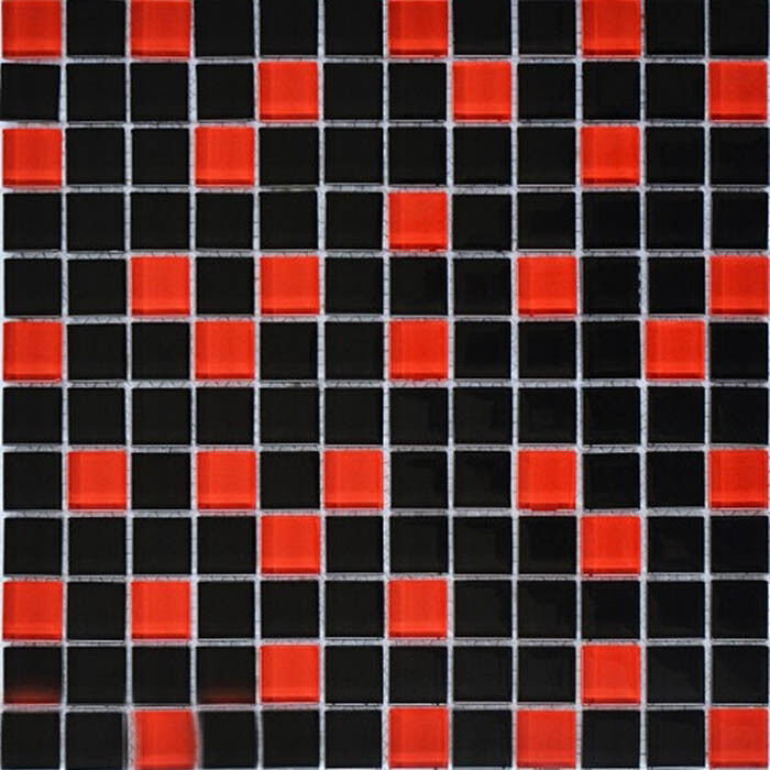 Керамическая плитка Керамин Росмозаика Мозаика стеклянная № 758 Микс красный-черый Мозаика 30х30 (2,3х2,3)