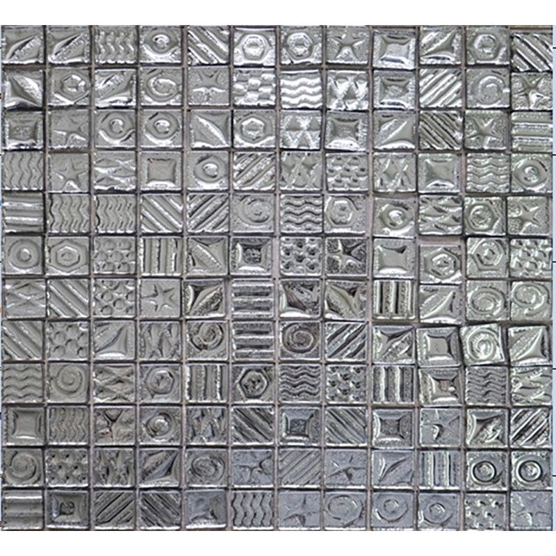 Керамическая плитка Керамин Росмозаика Мозаика стеклянная № 2170 Моно платина рисунок Мозаика 30х30 (2,3х2,3)