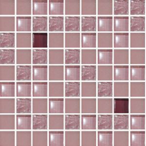 Керамическая плитка Керамин Росмозаика Мозаика стеклянная № 2084 Микс розовый-розовый матовый-розовый колотый-красно-кор